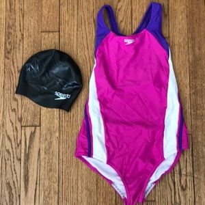 Speedo swim suit and Cap